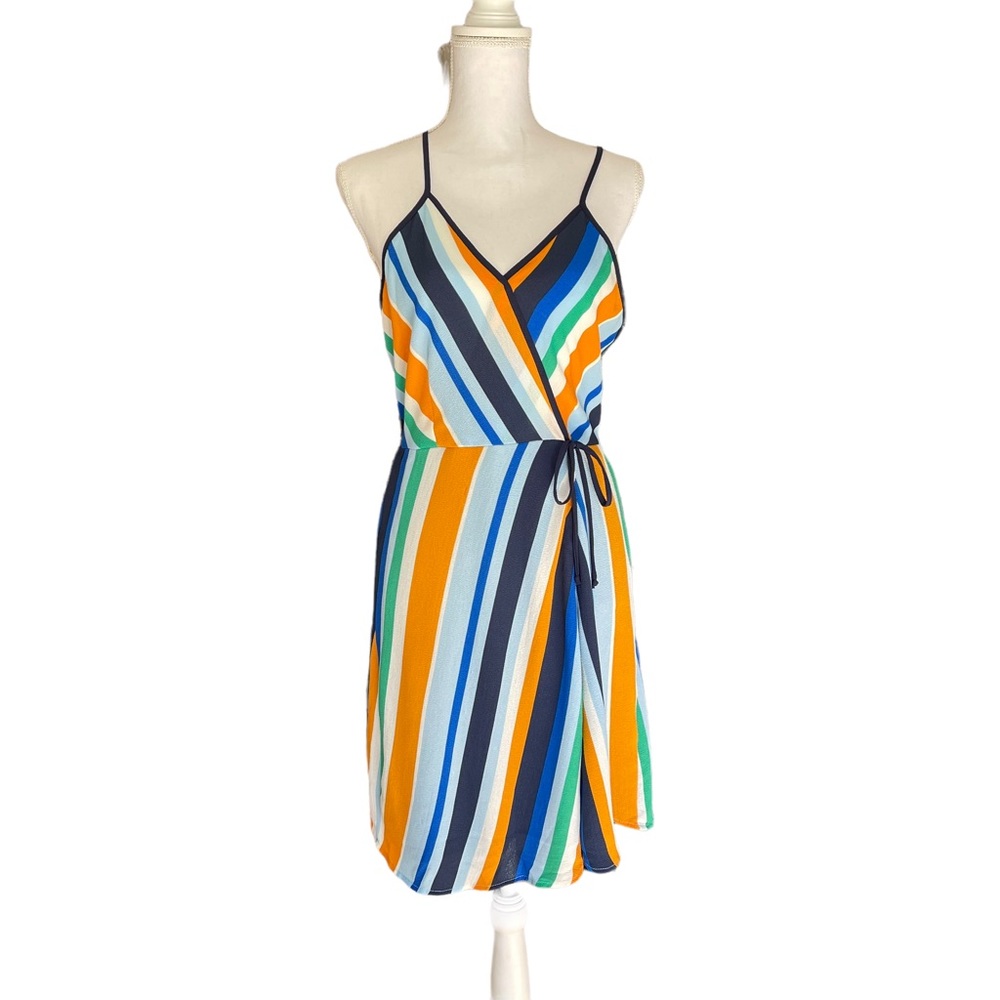 Monteau Stripe Spaghetti Strap Dress Size Large NWT